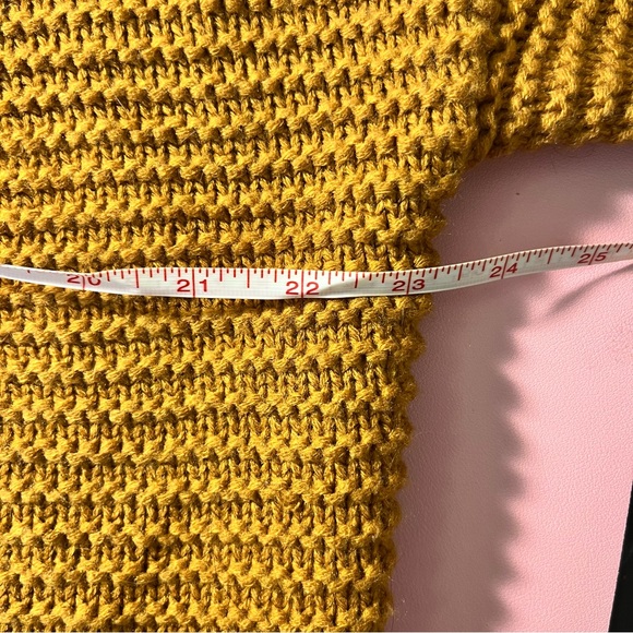 Mustard Yellow Open Braided Knit Cardigan - Picture 6 of 9